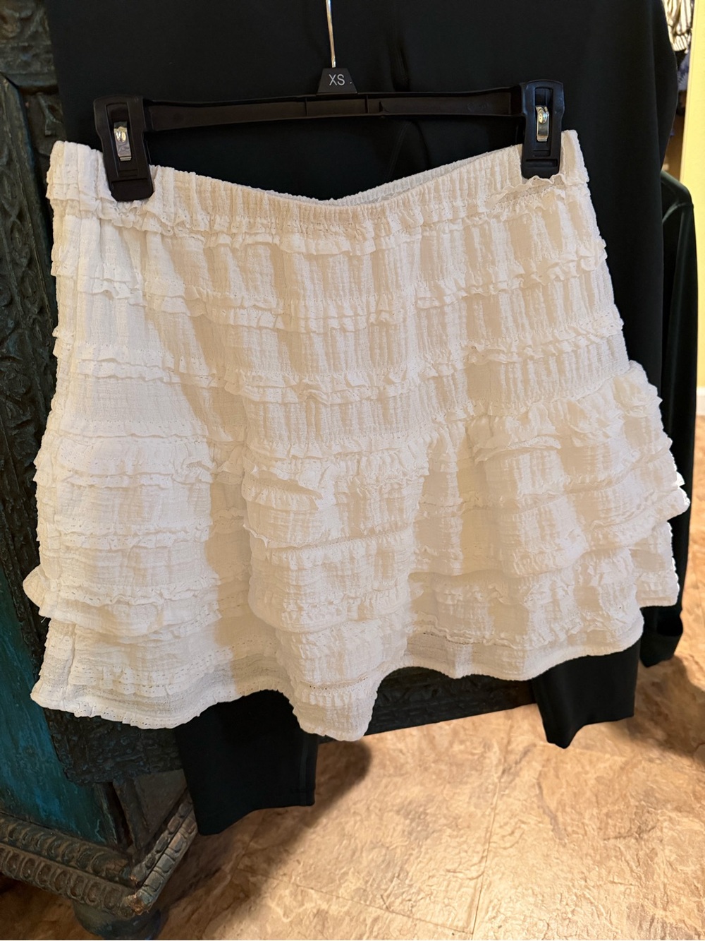 White Ruffled Mini Skirt with built in shorts